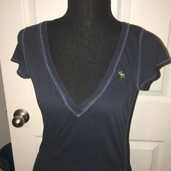 🖤VINTAGE ABERCROMBIE AND FITCH Y2K DARK NAVY HENLEY SHIRT TOP SIZE L🖤 - Picture 2 of 8